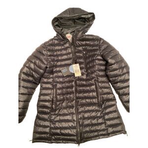NWT Aspire Aurora gunmetal grey long length puffer winter coat packable